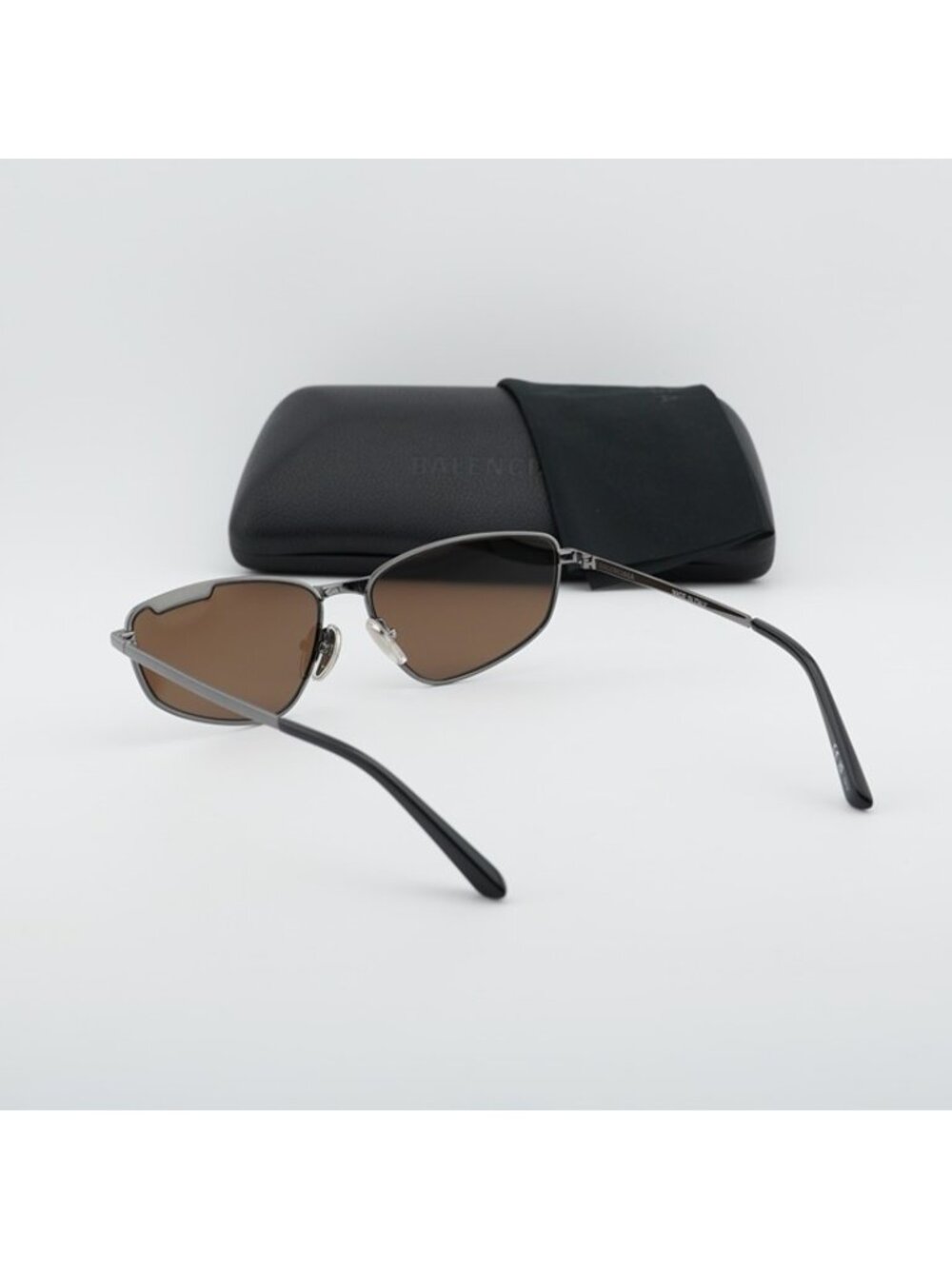 Balenciaga BB0277S 002 Unisex Sunglasses Ruthenium Rectangle Frame, Brown Lenses - Picture 10 of 10